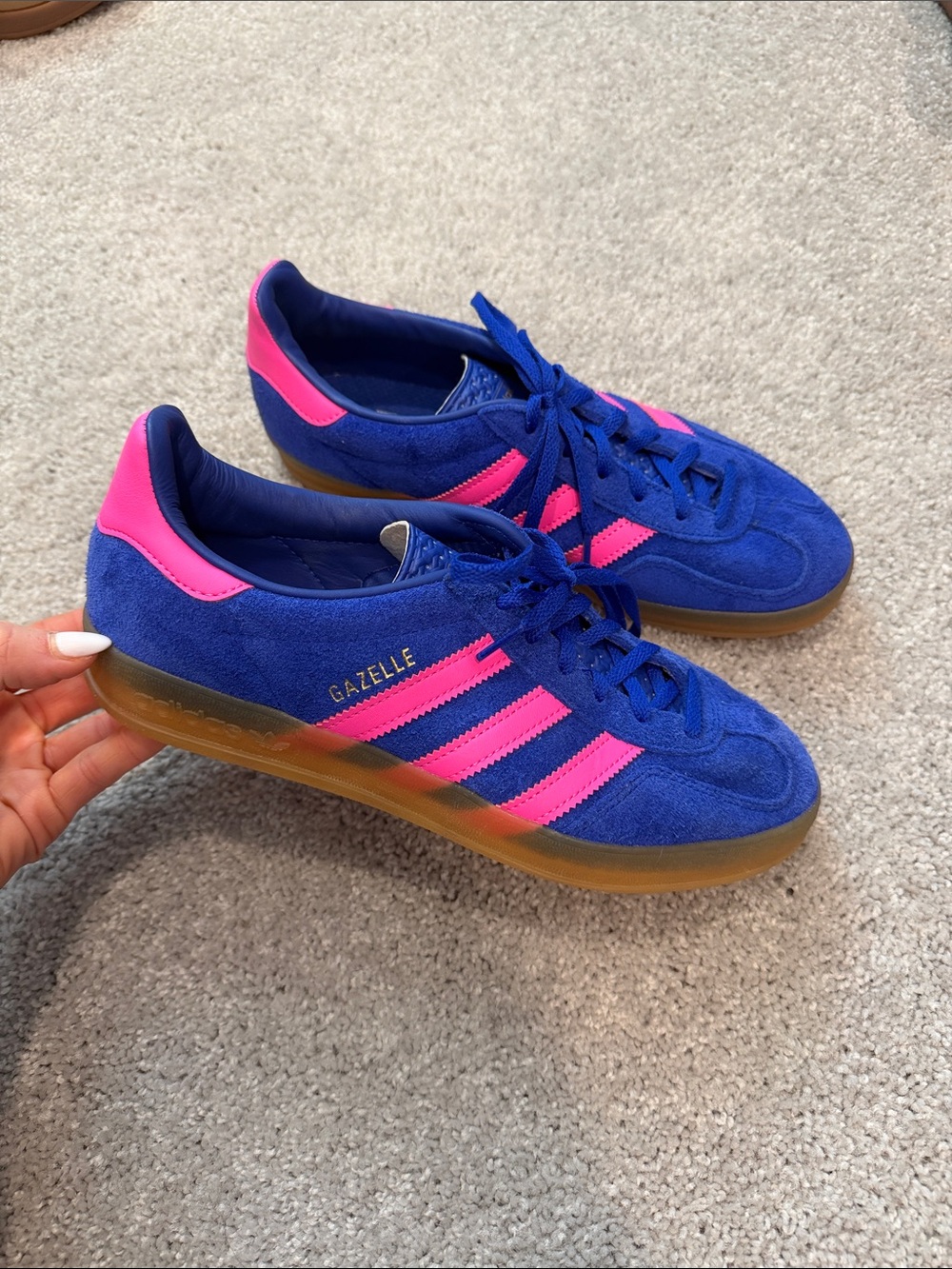 adidas Gazelle Bright Purple/Blue Suede Sneakers with Pink Accents